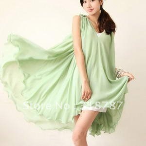 2013 Pink/blue/purple/green/yellow/royal lady casual beach dress designs free shipping JT6802E