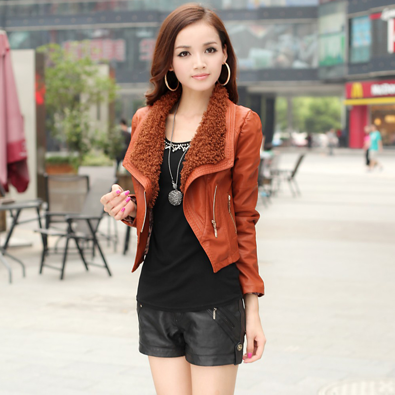 2013 PU slim short jacket leather coat female spring and autumn fashion women's leather coat