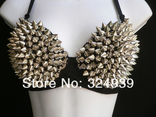 2013 Punk Studded Free shipping 2012 Summer Beach Dance metal spike rivets bra underwear