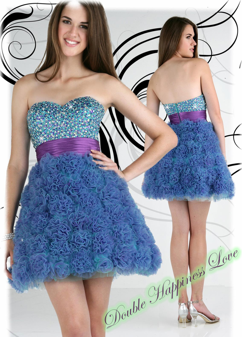 2013 Quality Assurance Free Shipping A Shimmering Sequin Bodice With A Sweetheart Neckline And Drop Waist Prom Dress CH2095