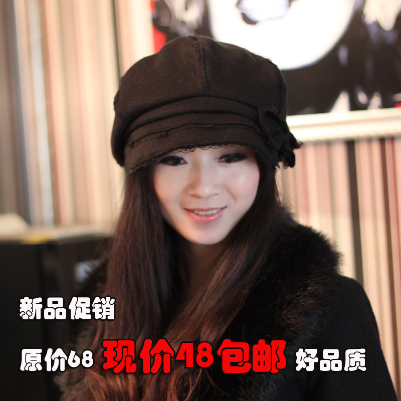 2013 quality hat women's fashion cap autumn and winter lace bow octagonal cap