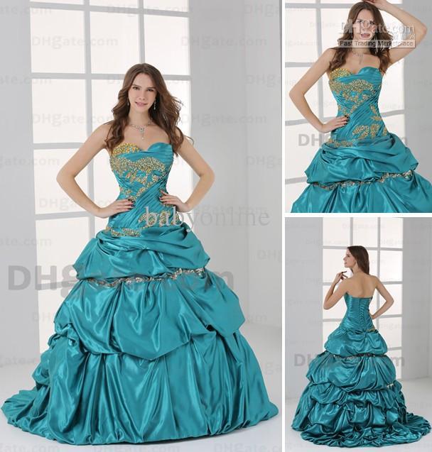 2013  Quinceanera Gown Sexy Turquoise Beaded Crystals Ball Gown Quinceanera Dresses AS00106XA