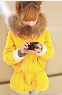 2013 raccoon fur slim thermal thickening wadded jacket outerwear female liner lamb's cotton-padded jacket