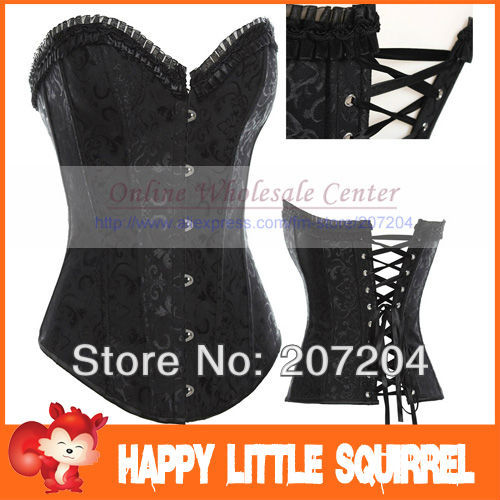 2013 Satin Embroidered Sexy Fashion top women bust slim shaper lady push up Corsets Overbust bustier costume wholesale