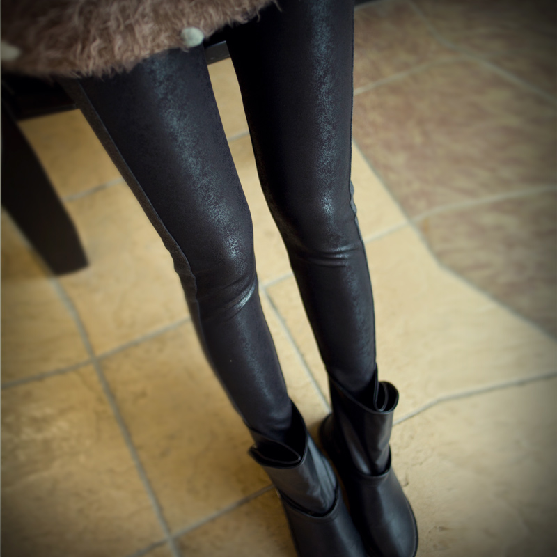 2013 serpentine pattern faux leather quality patchwork ankle length legging new arrival female ls90163