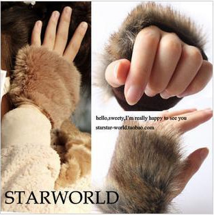 2013 sex hot free ship Winter thermal women's semi-finger lucy refers to faux fur gloves autumn and winter large