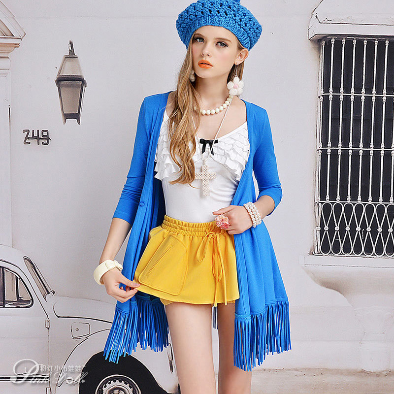 2013 sexy blue loose tassel half sleeve cape thin outerwear, women coat,free shipping