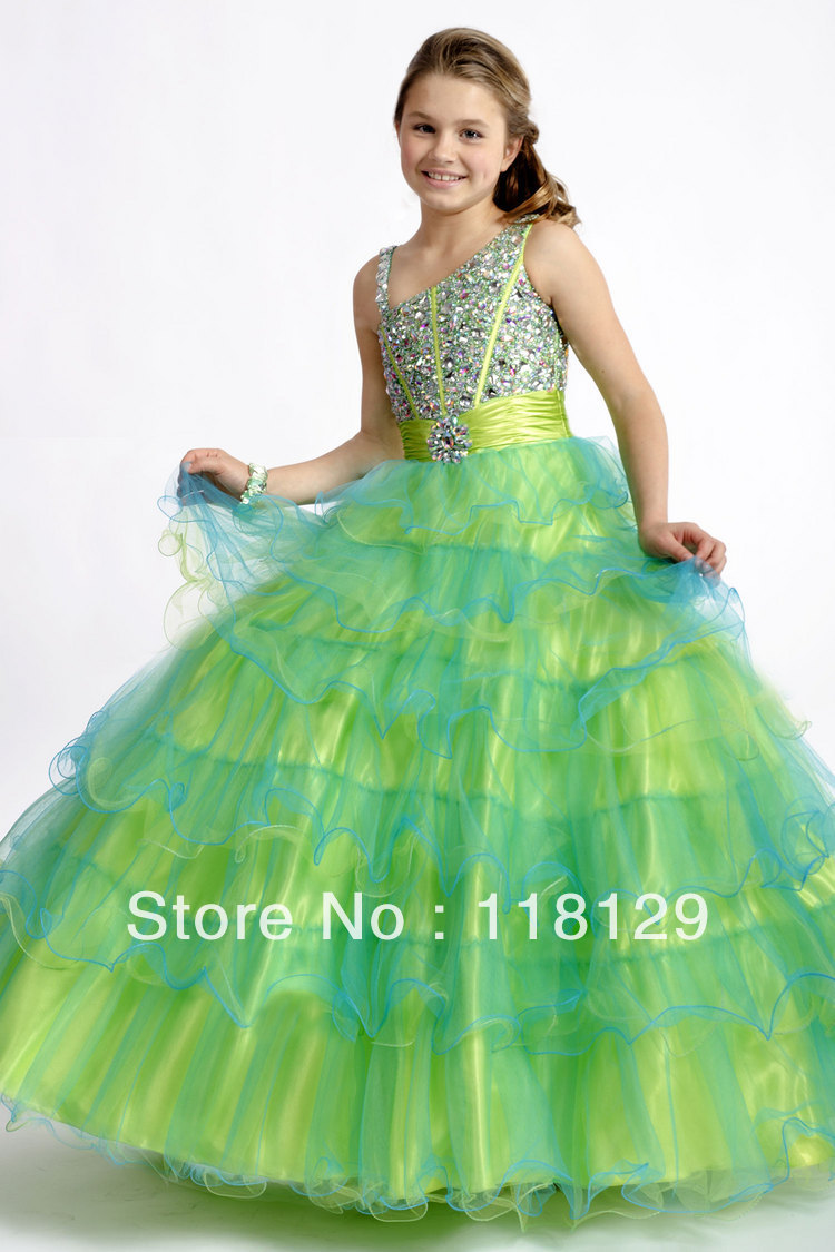 2013 Sexy  Children Dresses Beading Organza BallGown  Floor-length Sleeveless  Flower Girl Dresses 2281