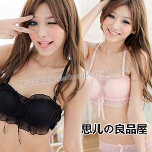 2013 sexy set Princess pleated lace tube top push up underwear bra sets