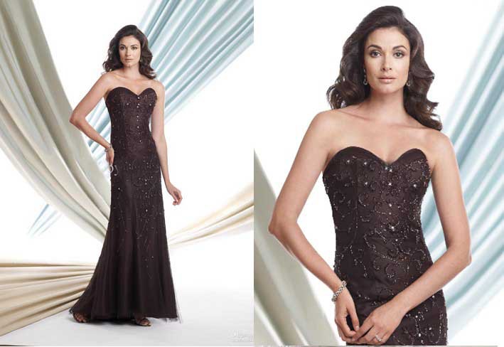 2013 Sexy Strapless Beaded Crystals Evening Dresses Mermaid Lace Mother Of The Bride Dresses