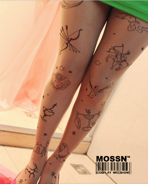 2013 Sexy Wholesale Constellation Tatoo Pantyhose Pattern Hosiery Stocking Tights Leggings