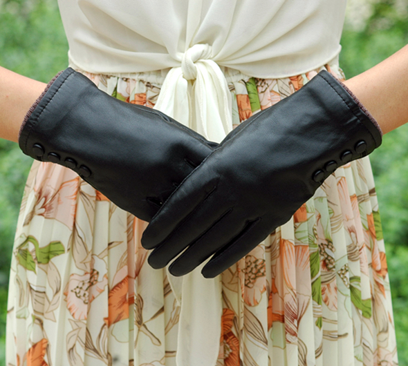 2013 sheepskin gloves female fashion winter thickening thermal women's rabbit fur genuine leather