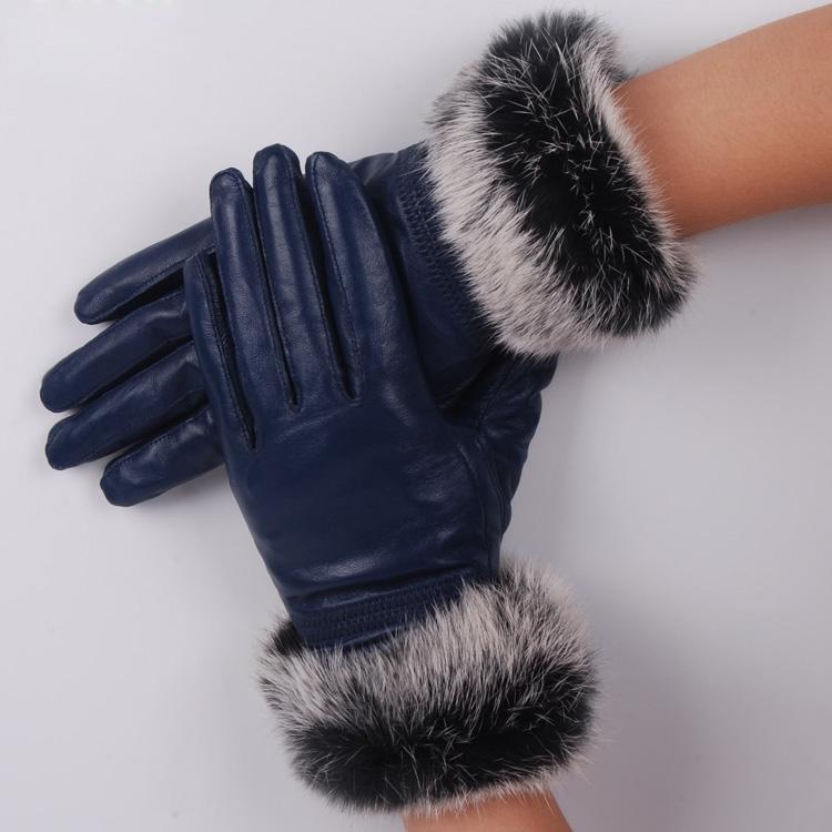 2013 sheepskin gloves female winter thermal women's rabbit fur genuine leather gloves female thickening chromophous
