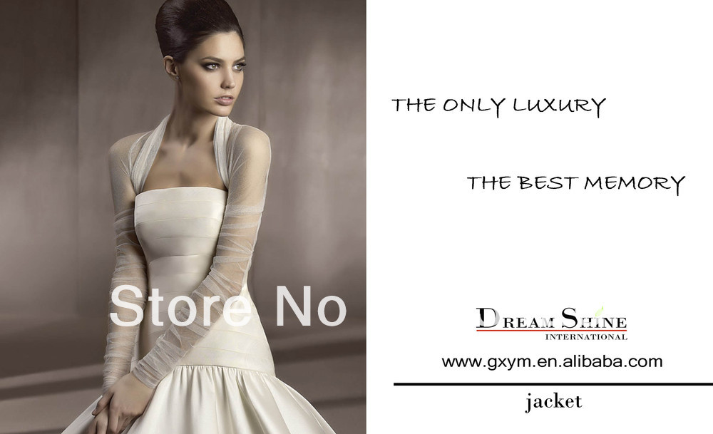 2013 silk pleat full length sleeves Bridal Jacket WJ007