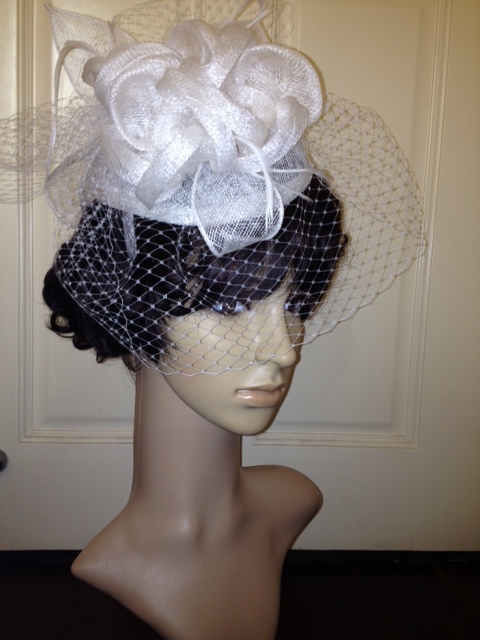 2013 Sinamay Fascinator White Headband Bridal Church Derby Cocktail , nine colors are available