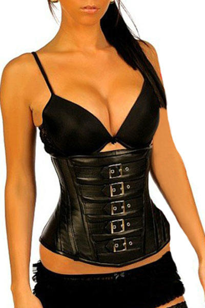 2013 Single tier stsrhc black leather body shaping corset vest 5267 - 2 free shipping