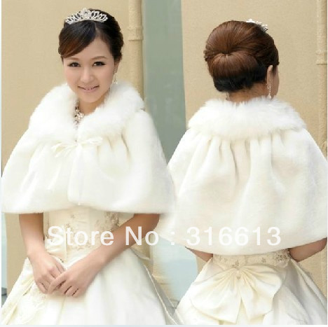 2013 Sleeveless Faux Fur Bridal Wedding Jacket / Wrap Patterns New Stole Winter Cappa