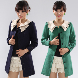 2013 slim wool trench coat female medium-long woolen outerwear