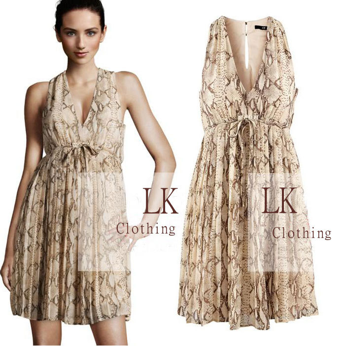 2013 snakeskin pattern knee-length sleeveless Chiffon Dress snake skirt
