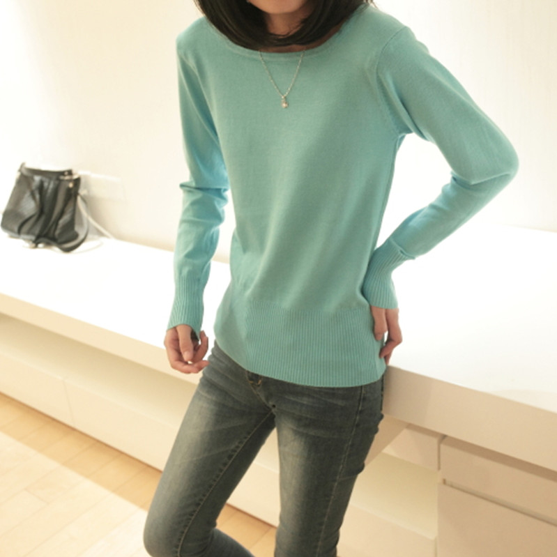 2013 spring and autumn basic shirt female sweater low o-neck all-match basic sweater female ball
