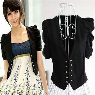 2013 spring and autumn bubble short-sleeve women's casual slim double breasted V-neck blazer