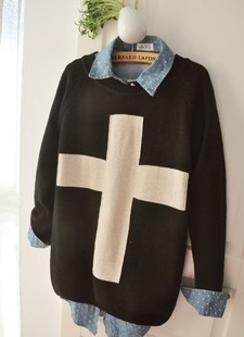 2013 spring and autumn casual comfortable all-match cross o-neck long-sleeve pullover sweater outerwear sweater female