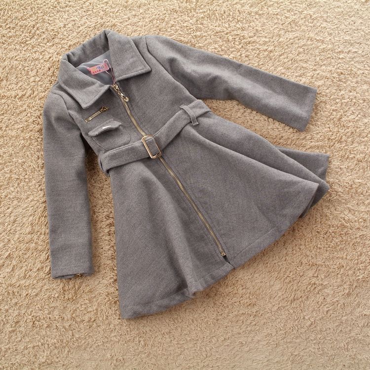 2013 spring and autumn child baby girls clothing blending woolen long sleeve outerwear length trench overcoat