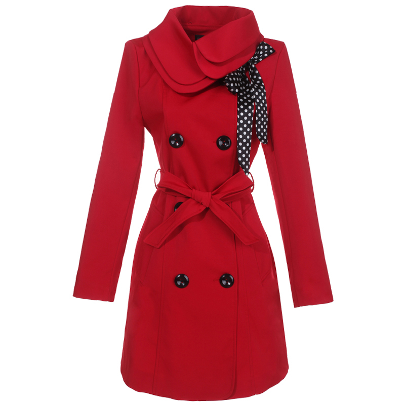 2013 spring and autumn double layer involucres gentlewomen elegant belt slim medium-long trench