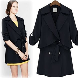 2013 spring and autumn elegant fashion turn-down collar cape type double breasted half sleeve trench outerwear free ship