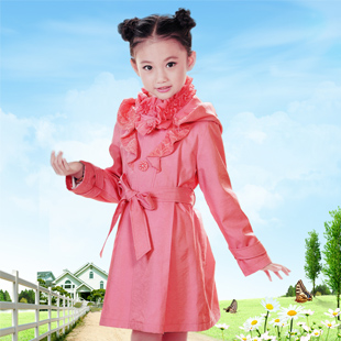 2013 spring and autumn female child trench princess wind child medium-long outerwear 6640