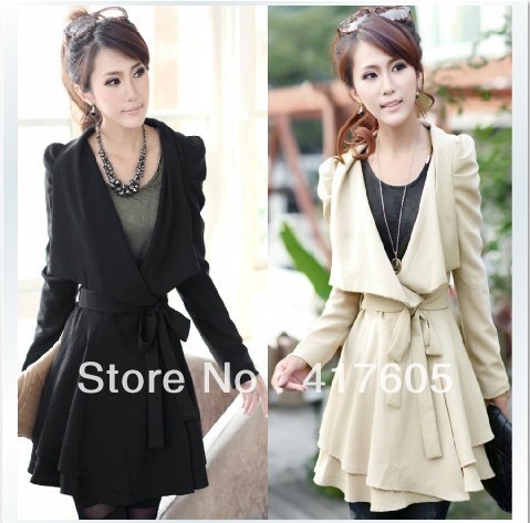 2013 Spring and Autumn female Korean elegance shrug princess long sleeve large size Slim half-open collar long coat jacket