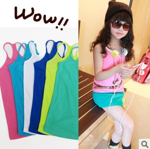2013 spring and autumn girls clothing mix match solid color all-match spaghetti strap vest basic vest