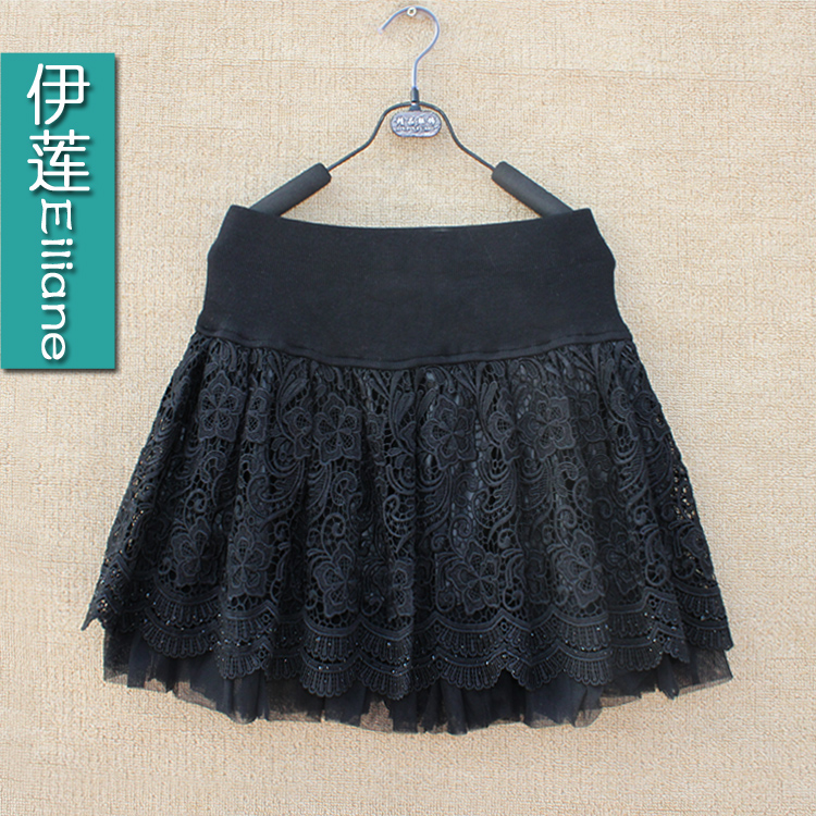 2013 spring and autumn high quality embroidered puff skirt pc leather skirt short skirt basic pleated bust skirt