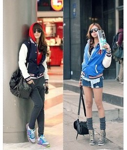 2013 Spring and Autumn new Korean ladies fashion baseball uniform stand-collar sweater jacket good quality coat  3-size S/ M/ L
