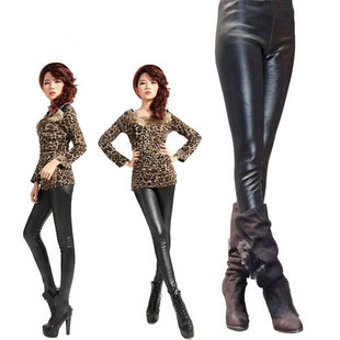 2013 spring and autumn single tier breathable slim ankle length legging faux leather pants
