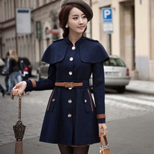 2013 spring and autumn skirt Women trench poncho cape slim waist wool coat wool