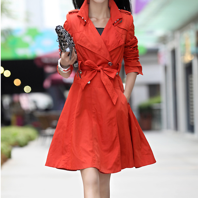 2013 spring and autumn slim women's spring women's medium-long trench outerwear plus size women's Winter