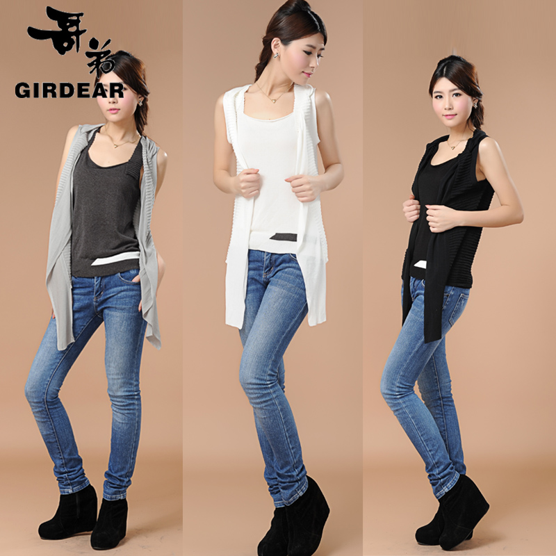 2013 spring and autumn sweet long design sleeveless sweater