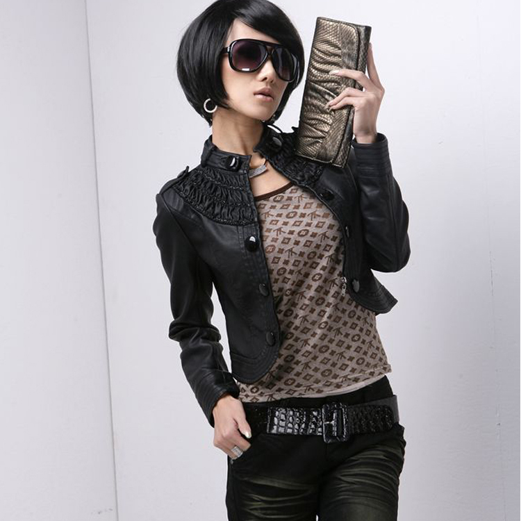 2013 spring and autumn Women leather clothing slim short design leather clothing women's small leather clothing ultra-short