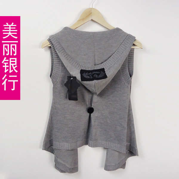 2013 spring and autumn women outerwear sleeveless sweater vest cape hooded cardigan