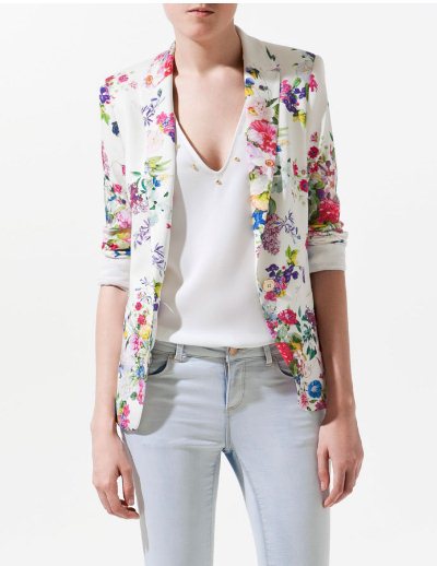 2013 spring and autumn women Printing suit a buckle Slim jacket suit