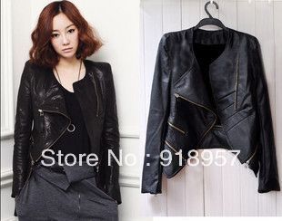 2013 spring and autumn women's design short slim motorcycle clothing PU clothing leather jacket coat