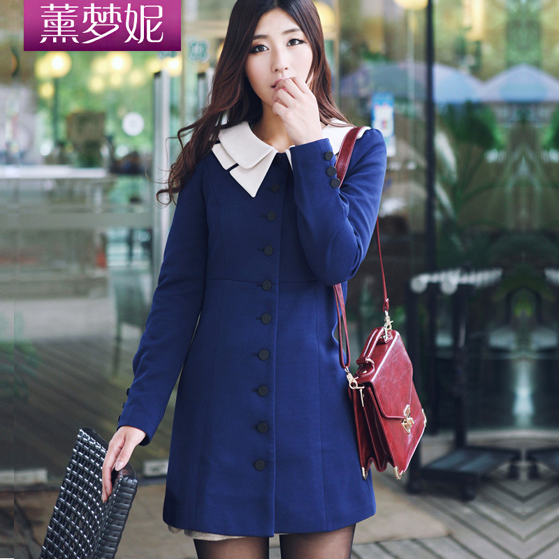 2013 spring and autumn women's double collar medium-long slim all-match trench outerwear