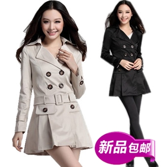 2013 spring and autumn women's elegant one-piece dress slim medium-long long-sleeve trench outerwear 8003