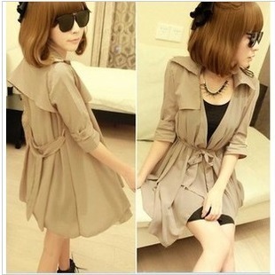 2013 spring and autumn women's fashion elegant slim medium-long chiffon patchwork trench outerwear