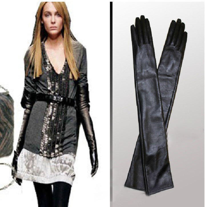 2013 spring and autumn women's long design genuine leather long gloves 40 - 60 women's thermal genuine leather gloves multicolor