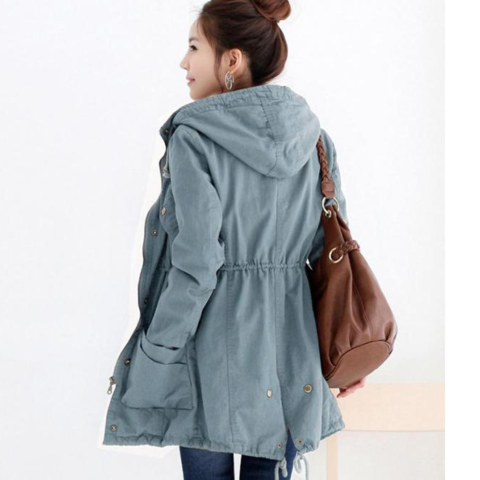 2013 spring and autumn women's plus size with a hood slim medium-long long-sleeve trench outerwear female