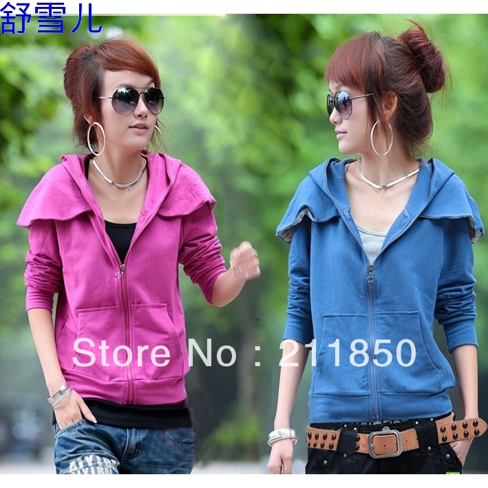 2013 spring and autumn women's school coat slim cap long-sleeve zipper-up sweatshirt short jacket