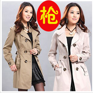 2013 spring and autumn women's slim fashion double breasted trench casual long design autumn outerwear