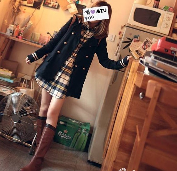 2013 spring and autumn women's vintage preppy style sailor suit double breasted student clothing medium-long trench outerwear